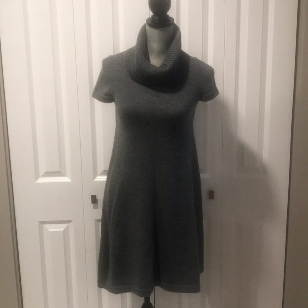 Grey Wool Blended Dress w/ Side Panel Detail